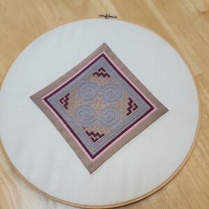Embroidered Wall Art with Geometric Design